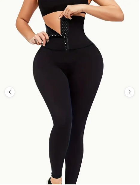 بنطال ضيق نسائي من قطعتين بخصر عالٍ مع زر أمامي للإغلاق