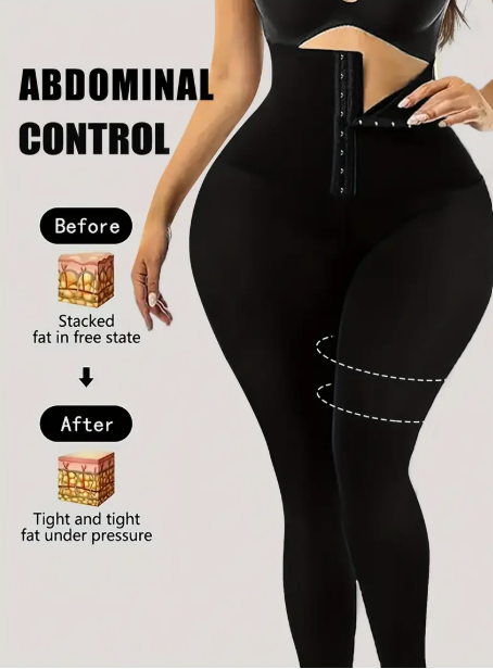 بنطال ضيق نسائي من قطعتين بخصر عالٍ مع زر أمامي للإغلاق